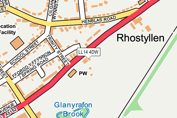 LL14 4DW map - OS OpenMap – Local (Ordnance Survey) LL14 4DW map - OS OpenMap – Local (Ordnance Survey)