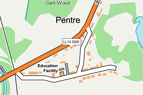 LL14 5AW map - OS OpenMap – Local (Ordnance Survey) LL14 5AW map - OS OpenMap – Local (Ordnance Survey)