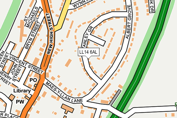 LL14 6AL map - OS OpenMap – Local (Ordnance Survey) LL14 6AL map - OS OpenMap – Local (Ordnance Survey)