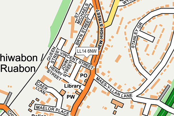 LL14 6NW map - OS OpenMap – Local (Ordnance Survey) LL14 6NW map - OS OpenMap – Local (Ordnance Survey)
