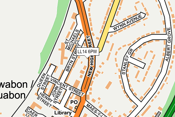 LL14 6PW map - OS OpenMap – Local (Ordnance Survey) LL14 6PW map - OS OpenMap – Local (Ordnance Survey)