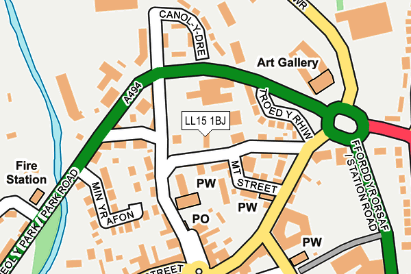 LL15 1BJ map - OS OpenMap – Local (Ordnance Survey) LL15 1BJ map - OS OpenMap – Local (Ordnance Survey)