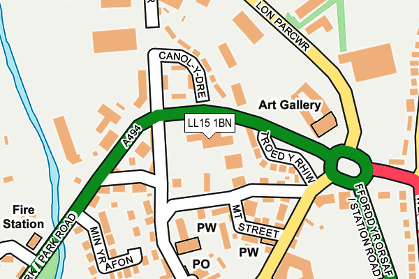 LL15 1BN map - OS OpenMap – Local (Ordnance Survey) LL15 1BN map - OS OpenMap – Local (Ordnance Survey)