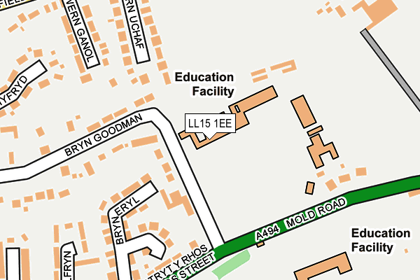 LL15 1EE map - OS OpenMap – Local (Ordnance Survey) LL15 1EE map - OS OpenMap – Local (Ordnance Survey)