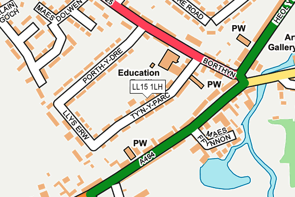 LL15 1LH map - OS OpenMap – Local (Ordnance Survey) LL15 1LH map - OS OpenMap – Local (Ordnance Survey)