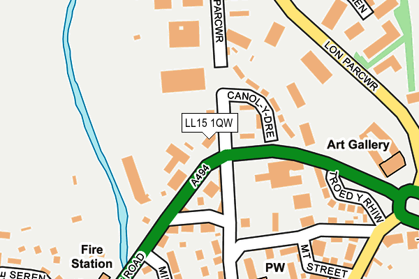 LL15 1QW map - OS OpenMap – Local (Ordnance Survey) LL15 1QW map - OS OpenMap – Local (Ordnance Survey)