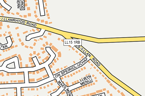 LL15 1RB map - OS OpenMap – Local (Ordnance Survey) LL15 1RB map - OS OpenMap – Local (Ordnance Survey)