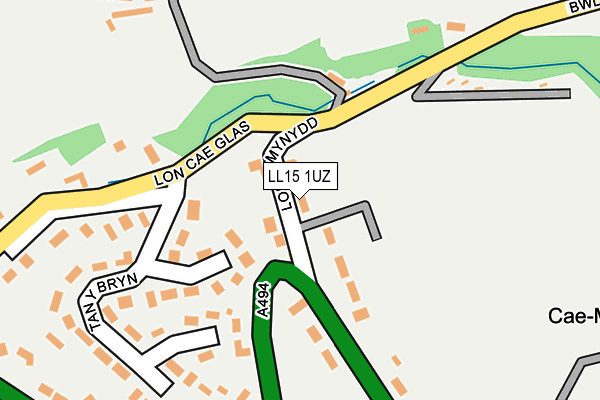 LL15 1UZ map - OS OpenMap – Local (Ordnance Survey) LL15 1UZ map - OS OpenMap – Local (Ordnance Survey)