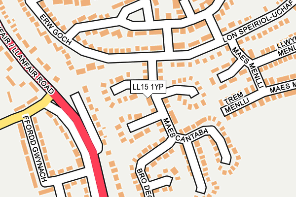 LL15 1YP map - OS OpenMap – Local (Ordnance Survey) LL15 1YP map - OS OpenMap – Local (Ordnance Survey)