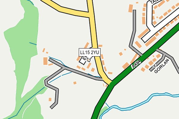 LL15 2YU map - OS OpenMap – Local (Ordnance Survey) LL15 2YU map - OS OpenMap – Local (Ordnance Survey)