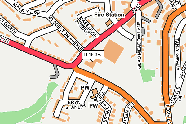 LL16 3RJ map - OS OpenMap – Local (Ordnance Survey) LL16 3RJ map - OS OpenMap – Local (Ordnance Survey)