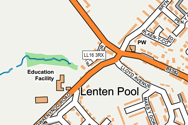 LL16 3RX map - OS OpenMap – Local (Ordnance Survey) LL16 3RX map - OS OpenMap – Local (Ordnance Survey)
