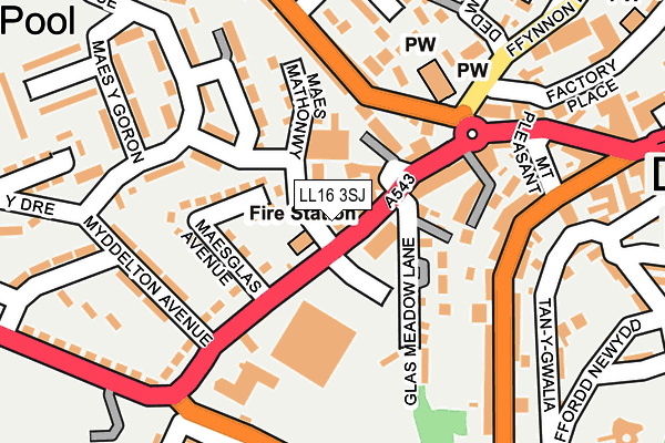 LL16 3SJ map - OS OpenMap – Local (Ordnance Survey) LL16 3SJ map - OS OpenMap – Local (Ordnance Survey)