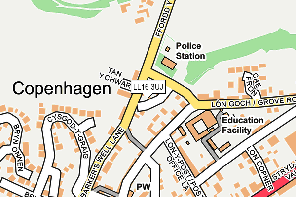 LL16 3UJ map - OS OpenMap – Local (Ordnance Survey) LL16 3UJ map - OS OpenMap – Local (Ordnance Survey)