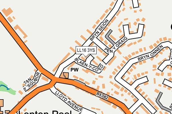 LL16 3YS map - OS OpenMap – Local (Ordnance Survey) LL16 3YS map - OS OpenMap – Local (Ordnance Survey)