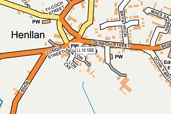 LL16 5BE map - OS OpenMap – Local (Ordnance Survey) LL16 5BE map - OS OpenMap – Local (Ordnance Survey)