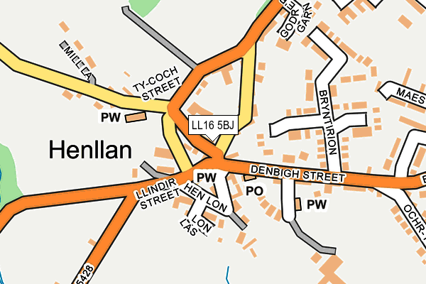 LL16 5BJ map - OS OpenMap – Local (Ordnance Survey) LL16 5BJ map - OS OpenMap – Local (Ordnance Survey)