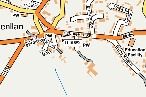 LL16 5BX map - OS OpenMap – Local (Ordnance Survey) LL16 5BX map - OS OpenMap – Local (Ordnance Survey)