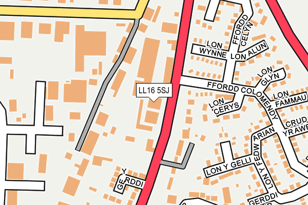 LL16 5SJ map - OS OpenMap – Local (Ordnance Survey) LL16 5SJ map - OS OpenMap – Local (Ordnance Survey)