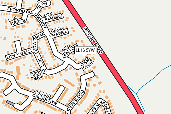 LL16 5YW map - OS OpenMap – Local (Ordnance Survey) LL16 5YW map - OS OpenMap – Local (Ordnance Survey)