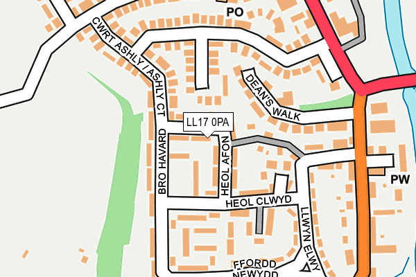 LL17 0PA map - OS OpenMap – Local (Ordnance Survey) LL17 0PA map - OS OpenMap – Local (Ordnance Survey)