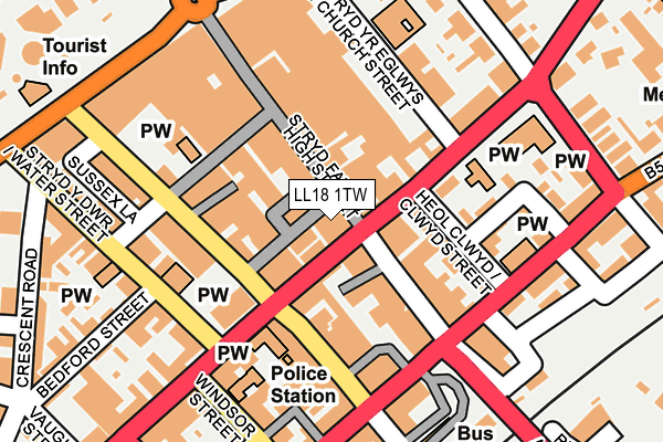 LL18 1TW map - OS OpenMap – Local (Ordnance Survey) LL18 1TW map - OS OpenMap – Local (Ordnance Survey)