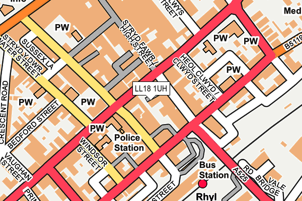 LL18 1UH map - OS OpenMap – Local (Ordnance Survey) LL18 1UH map - OS OpenMap – Local (Ordnance Survey)