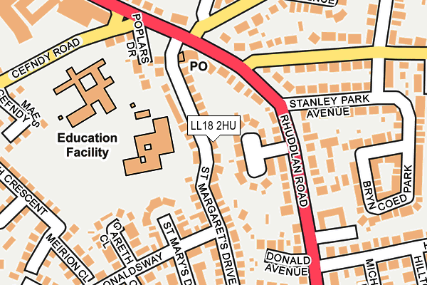 LL18 2HU map - OS OpenMap – Local (Ordnance Survey) LL18 2HU map - OS OpenMap – Local (Ordnance Survey)