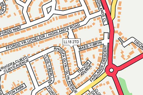 LL18 2TD map - OS OpenMap – Local (Ordnance Survey) LL18 2TD map - OS OpenMap – Local (Ordnance Survey)