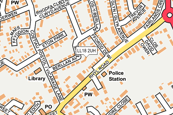 LL18 2UH map - OS OpenMap – Local (Ordnance Survey) LL18 2UH map - OS OpenMap – Local (Ordnance Survey)