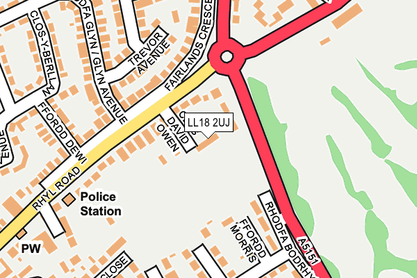 LL18 2UJ map - OS OpenMap – Local (Ordnance Survey) LL18 2UJ map - OS OpenMap – Local (Ordnance Survey)