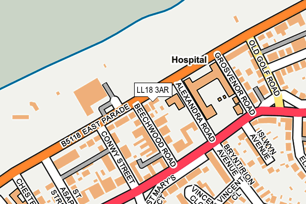 LL18 3AR map - OS OpenMap – Local (Ordnance Survey) LL18 3AR map - OS OpenMap – Local (Ordnance Survey)