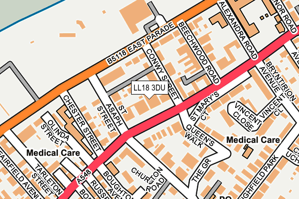 LL18 3DU map - OS OpenMap – Local (Ordnance Survey) LL18 3DU map - OS OpenMap – Local (Ordnance Survey)