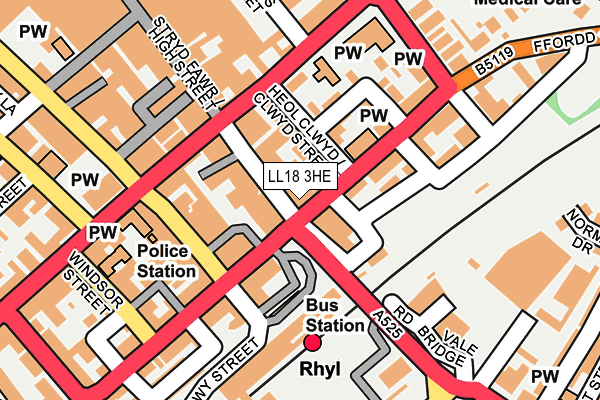 LL18 3HE map - OS OpenMap – Local (Ordnance Survey) LL18 3HE map - OS OpenMap – Local (Ordnance Survey)
