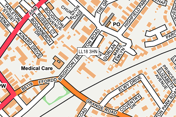 LL18 3HN map - OS OpenMap – Local (Ordnance Survey) LL18 3HN map - OS OpenMap – Local (Ordnance Survey)