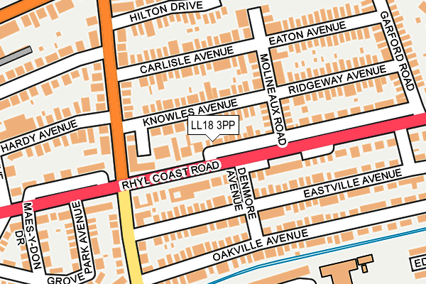 LL18 3PP map - OS OpenMap – Local (Ordnance Survey) LL18 3PP map - OS OpenMap – Local (Ordnance Survey)
