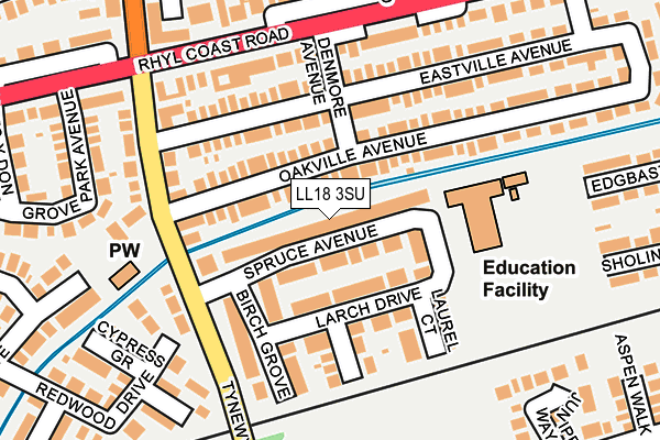 LL18 3SU map - OS OpenMap – Local (Ordnance Survey) LL18 3SU map - OS OpenMap – Local (Ordnance Survey)