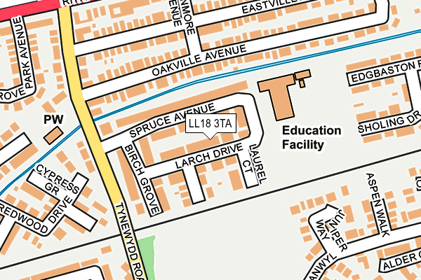 LL18 3TA map - OS OpenMap – Local (Ordnance Survey) LL18 3TA map - OS OpenMap – Local (Ordnance Survey)