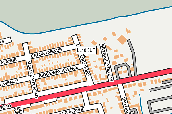 LL18 3UF map - OS OpenMap – Local (Ordnance Survey) LL18 3UF map - OS OpenMap – Local (Ordnance Survey)