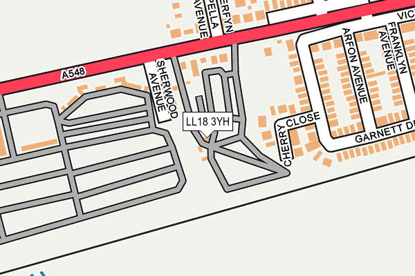 LL18 3YH map - OS OpenMap – Local (Ordnance Survey) LL18 3YH map - OS OpenMap – Local (Ordnance Survey)