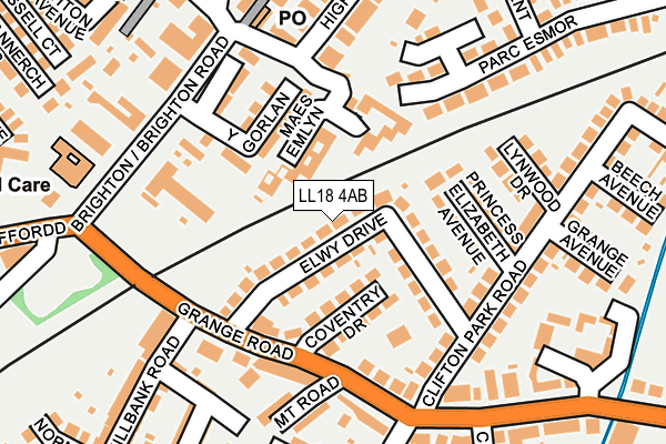 LL18 4AB map - OS OpenMap – Local (Ordnance Survey) LL18 4AB map - OS OpenMap – Local (Ordnance Survey)