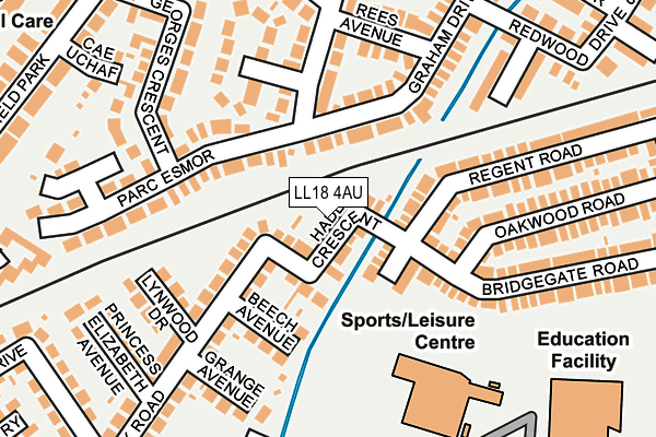 LL18 4AU map - OS OpenMap – Local (Ordnance Survey) LL18 4AU map - OS OpenMap – Local (Ordnance Survey)