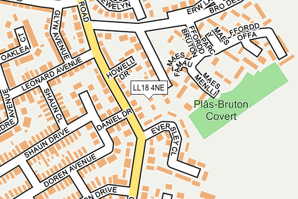 LL18 4NE map - OS OpenMap – Local (Ordnance Survey) LL18 4NE map - OS OpenMap – Local (Ordnance Survey)