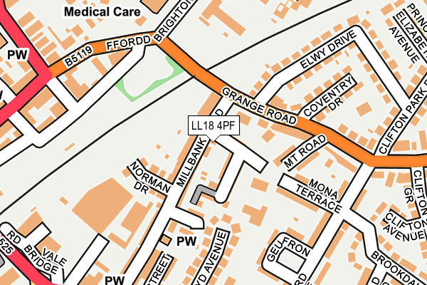 LL18 4PF map - OS OpenMap – Local (Ordnance Survey) LL18 4PF map - OS OpenMap – Local (Ordnance Survey)