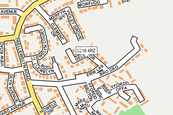 LL18 4RZ map - OS OpenMap – Local (Ordnance Survey) LL18 4RZ map - OS OpenMap – Local (Ordnance Survey)