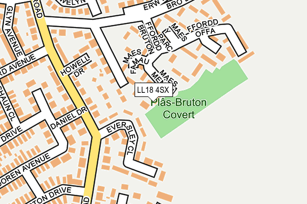 LL18 4SX map - OS OpenMap – Local (Ordnance Survey) LL18 4SX map - OS OpenMap – Local (Ordnance Survey)