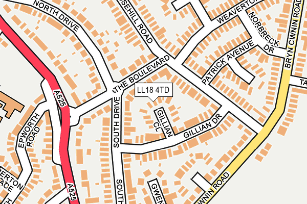 LL18 4TD map - OS OpenMap – Local (Ordnance Survey) LL18 4TD map - OS OpenMap – Local (Ordnance Survey)
