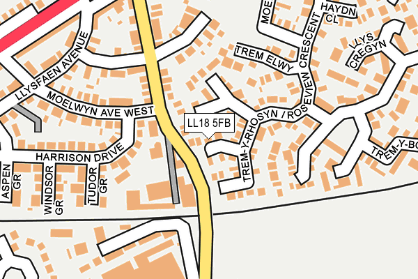 LL18 5FB map - OS OpenMap – Local (Ordnance Survey) LL18 5FB map - OS OpenMap – Local (Ordnance Survey)