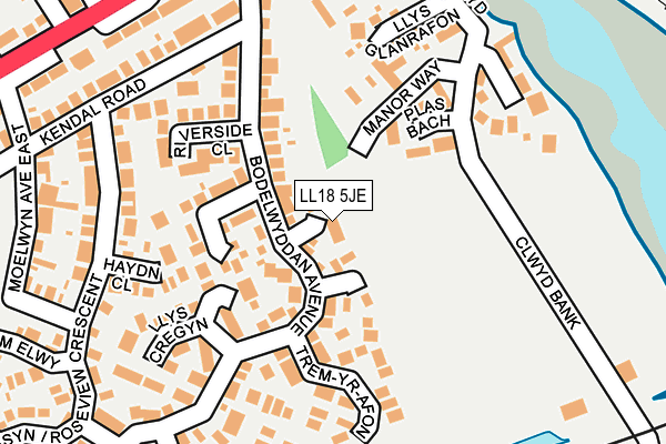 LL18 5JE map - OS OpenMap – Local (Ordnance Survey) LL18 5JE map - OS OpenMap – Local (Ordnance Survey)