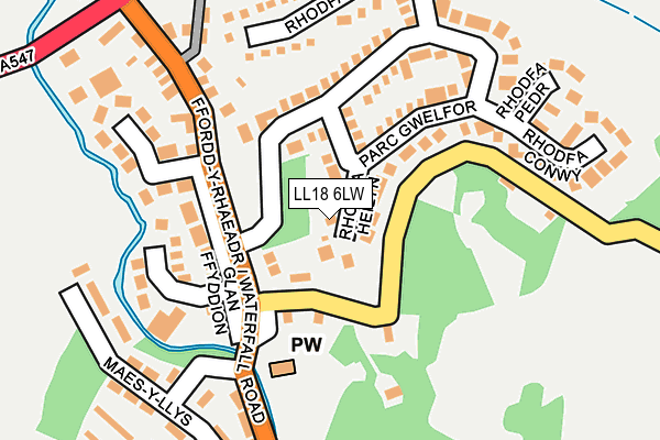 LL18 6LW map - OS OpenMap – Local (Ordnance Survey) LL18 6LW map - OS OpenMap – Local (Ordnance Survey)